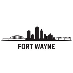 Obraz premium Fort Wayne skyline horizontal banner. Black Fort Wayne, Indiana. Vector template for your design. Vector black silhouette. with white background