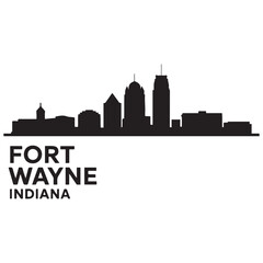 Fototapeta premium Fort Wayne skyline horizontal banner. Black Fort Wayne, Indiana. Vector template for your design. Vector black silhouette. with white background