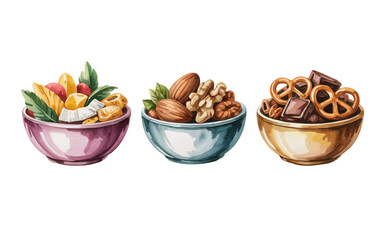Hand-Painted Watercolor Trail Mix Snack Bowls