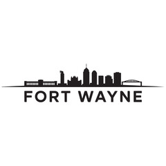 Obraz premium Fort Wayne skyline horizontal banner. Black Fort Wayne, Indiana. Vector template for your design. Vector black silhouette. with white background