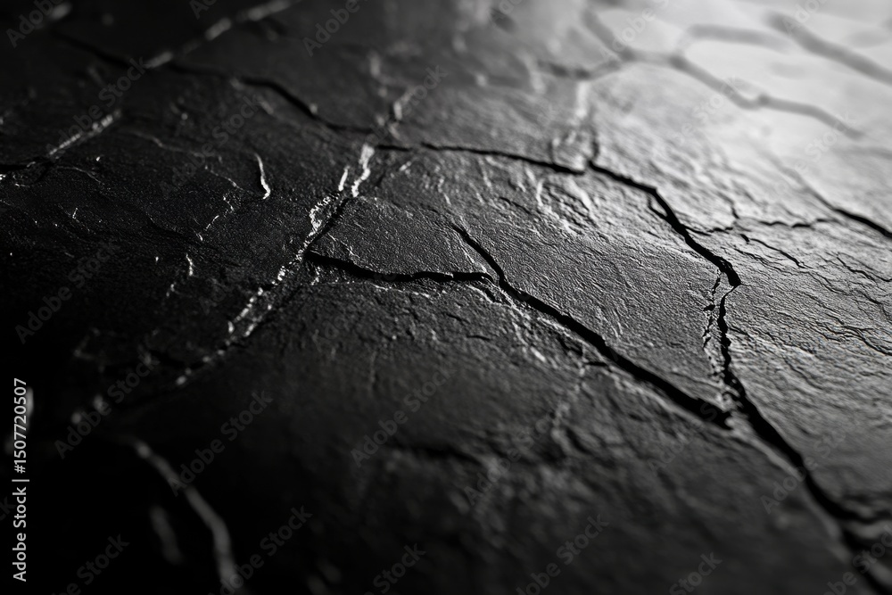 Aufkleber Layers of textured black paper arranged at angles on a flat surface create a modern artistic composition emphasizing contrast and depth