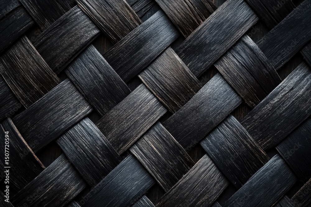 Leinwandbilder intricate woven black textile showcasing alternating patterns and textures highlighting craftsmanshi