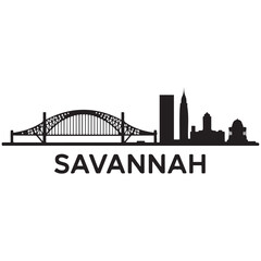 Obraz premium Savannah skyline horizontal banner. Black Savannah, Georgia. Vector template for your design. Vector black silhouette. with white background