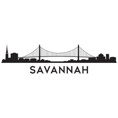 Obraz premium Savannah skyline horizontal banner. Black Savannah, Georgia. Vector template for your design. Vector black silhouette. with white background