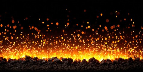 Fiery Sparks On Dark Background