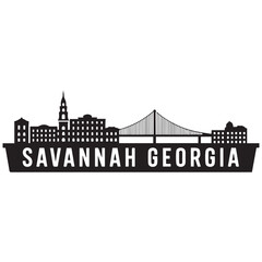 Savannah skyline horizontal banner. Black Savannah, Georgia. Vector template for your design. Vector black silhouette. with white background