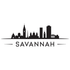 Fototapeta premium Savannah skyline horizontal banner. Black Savannah, Georgia. Vector template for your design. Vector black silhouette. with white background