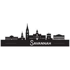 Fototapeta premium Savannah skyline horizontal banner. Black Savannah, Georgia. Vector template for your design. Vector black silhouette. with white background