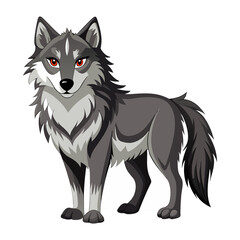 Cute cartoon wolf isolated on white background. Side view. Vector illustration.