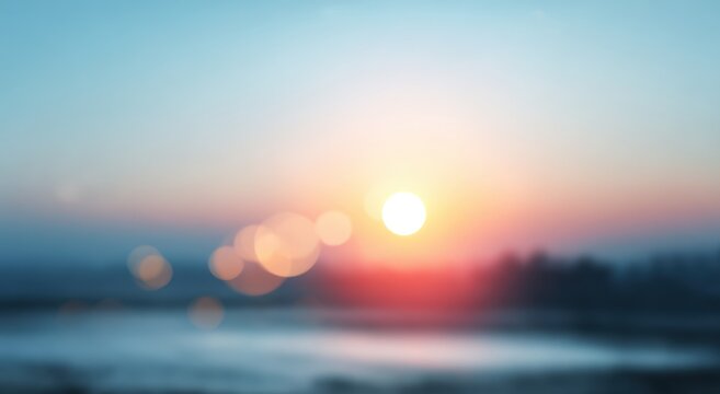 Blurred Sunrise Landscape With Bokeh
