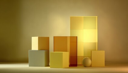 Abstract Geometric Display Stand With Cubes And Sphere