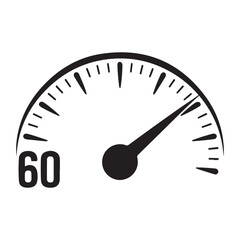 Speedometer icon or speedometer Vector black silhouette. with white background