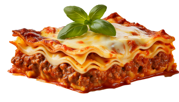 láminas de pasta intercaladas con carne, salsa y queso