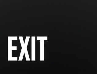 Emergency Exit Sign  Clear White Text on Black Background