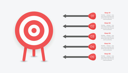 Goal infographic template with 5 steps