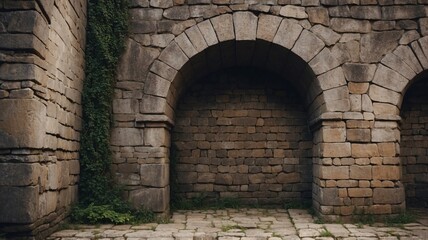Ancient Stone Archway Architectural Marvel of History, Rustic Texture, Weathered Stone, Historic Building, Old Masonry