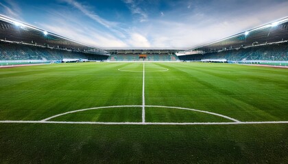 Fototapeta premium center soccer field artificial grass