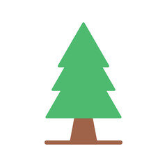 Stylized Evergreen Tree Icon Featuring Symmetrical Triangle Canopy and Wide Base Trunk