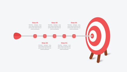 Business target infographic with 5 steps