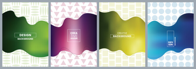 Abstract backgrounds with geometric and organic shapes, cover templates.