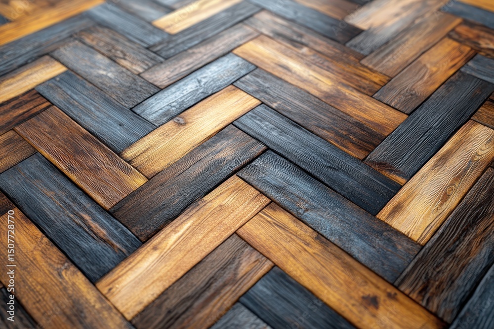 Poster wooden herringbone pattern showcasing varying shades and textures in a unique design for interior de