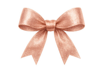 Rose gold bow with glitter effect, isolated on transparent background, perfect for gift wrapping or decorations