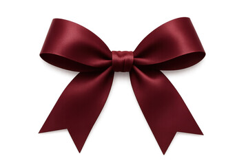 Fototapeta premium Elegant dark red satin ribbon bow isolated on transparent background, perfect for adding a touch of sophistication to gift wrapping, invitations, or festive decorations