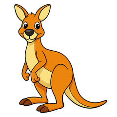 Cute cartoon kangaroo isolated on white background. Side view. Vector illustration.