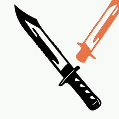 Two Knives Crossed: Black and Orange Knife Graphic