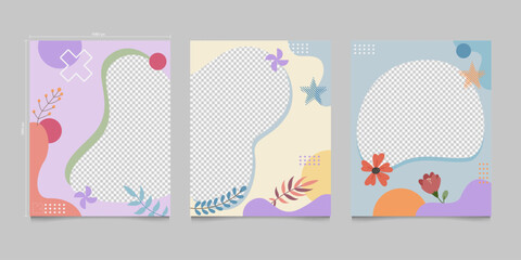 Colorful Pastel Instagram Feed Templates with Floral and Geometric Elements