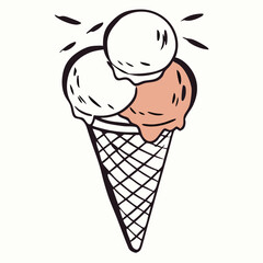 Delicious Two-Scoop Ice Cream Cone Drawing