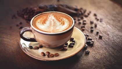 Fototapeta premium hot coffee latte made with vintage tones