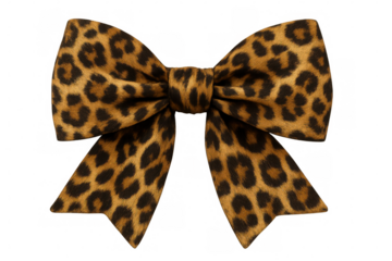 Elegant leopard print bow tie isolated on transparent background, adding a touch of wild style to fashion and design projects