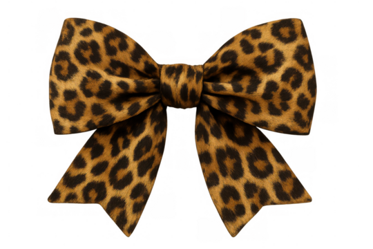 Elegant leopard print bow tie isolated on transparent background, adding a touch of wild style to fashion and design projects