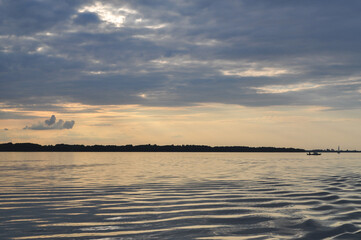 Fototapeta premium sunset over a Polish lake in Masuria