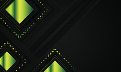 Obraz premium Black background with green gradient glitter geometric shape design