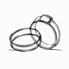 Serving icon of two simple rings drawn in outline style  