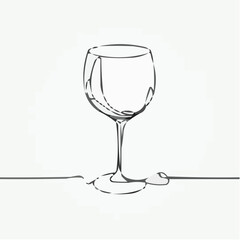 Simple line art of a wine glass with droplet on the surface  