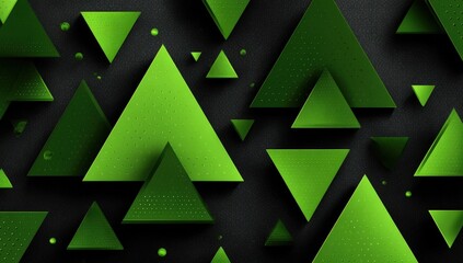 Abstract Green Triangles Pattern On Dark Background