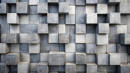 Abstract Grey Cubic Structure Wall Texture Featuring Varied Tones and Subtle Textural Variations