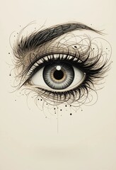 Fototapeta premium Elegant calligraphy forms abstract eye shape with unique curves and inner meaning