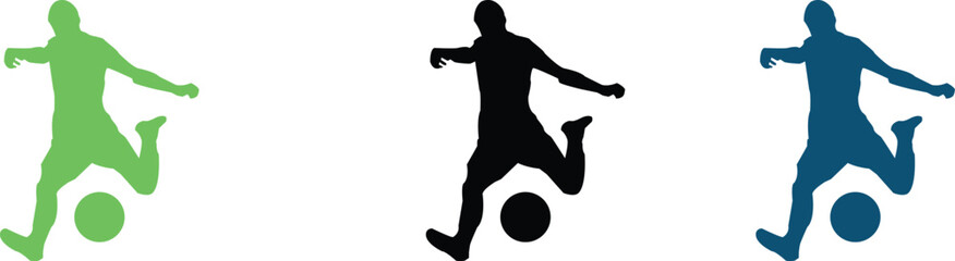 Football player man Icons & Symbols,,Soccer player silhouette illustration. Vector set of football or soccer players