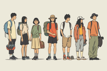 Diverse Group of Stylish Young People in Casual Outfits