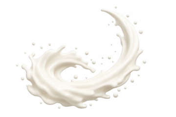 White creamy milk or yogurt splash rotating and swirling on transparent background, perfect for advertising dairy products