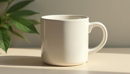 Obraz premium Large ceramic mug, slightly angled, clean lines, mockup, product shot