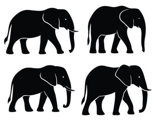 Fototapeta premium Elephant silhouette vector illustration on white background