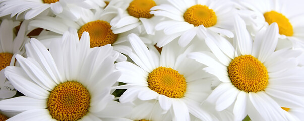 Fototapeta premium Close up of White Daisies with Yellow Centers in a Bouquet, Floral