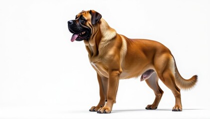 Majestic Mastiff, powerful stance, white background, animal photography, large