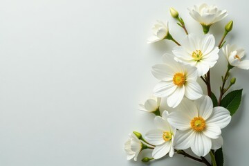 Fototapeta premium Elegant white floral arrangement on pristine background, flowers, nature