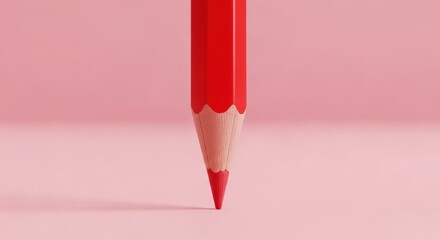 Red pencil on pink background symbolizing creativity and artistic expression